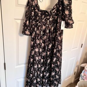 Floral Black and Pink Dress